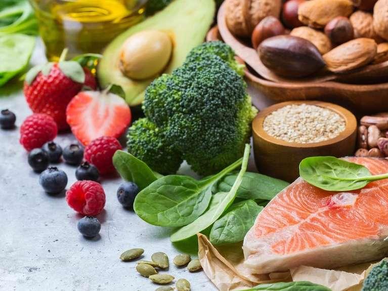 Mix of fruits, vegetables, nuts, and meat on a counter, winston-salem nc